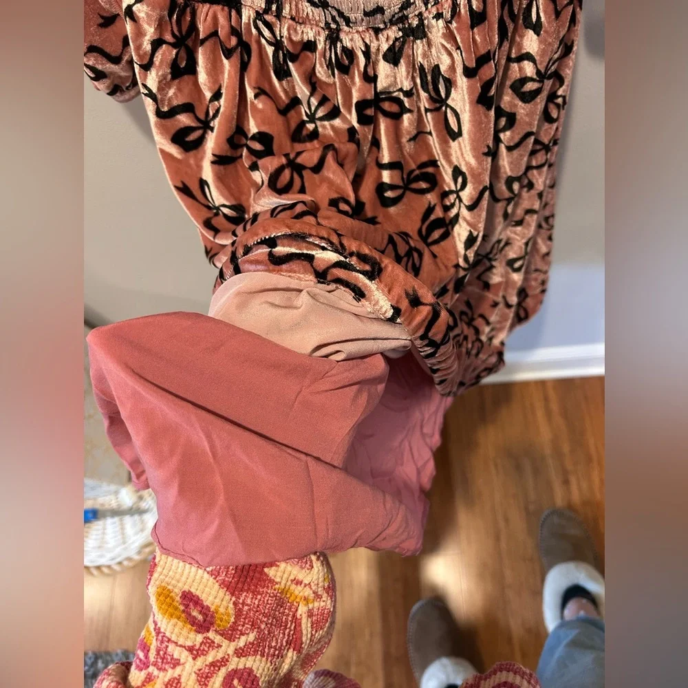 Maeve by Anthropologie Pink and Black Velvet Bow Dress - Picture 8 of 12